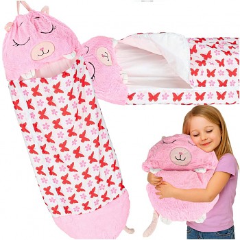 Dětský spací pytel turistický polštář 2v1 125x50cm růžový