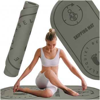 Fitness podložka pro cvičení jógy a jumpingu protiskluzová 125x61,5x0,6 cm šedá