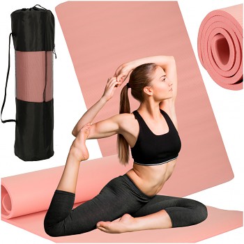 Jóga gymnastika tréninková podložka fitness karimata tlustá 1,5 cm růžová + kryt