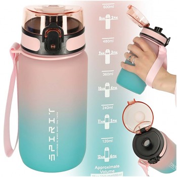 Láhev na vodu sportovní láhev s náustkem BPA FREE 600ml růžovo-modrá